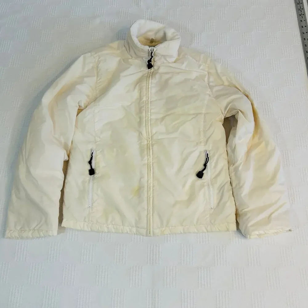 Rl Polo Jeans Womens Puffer Coat XS Nylon Shell Whie Ployester Fill Vintage